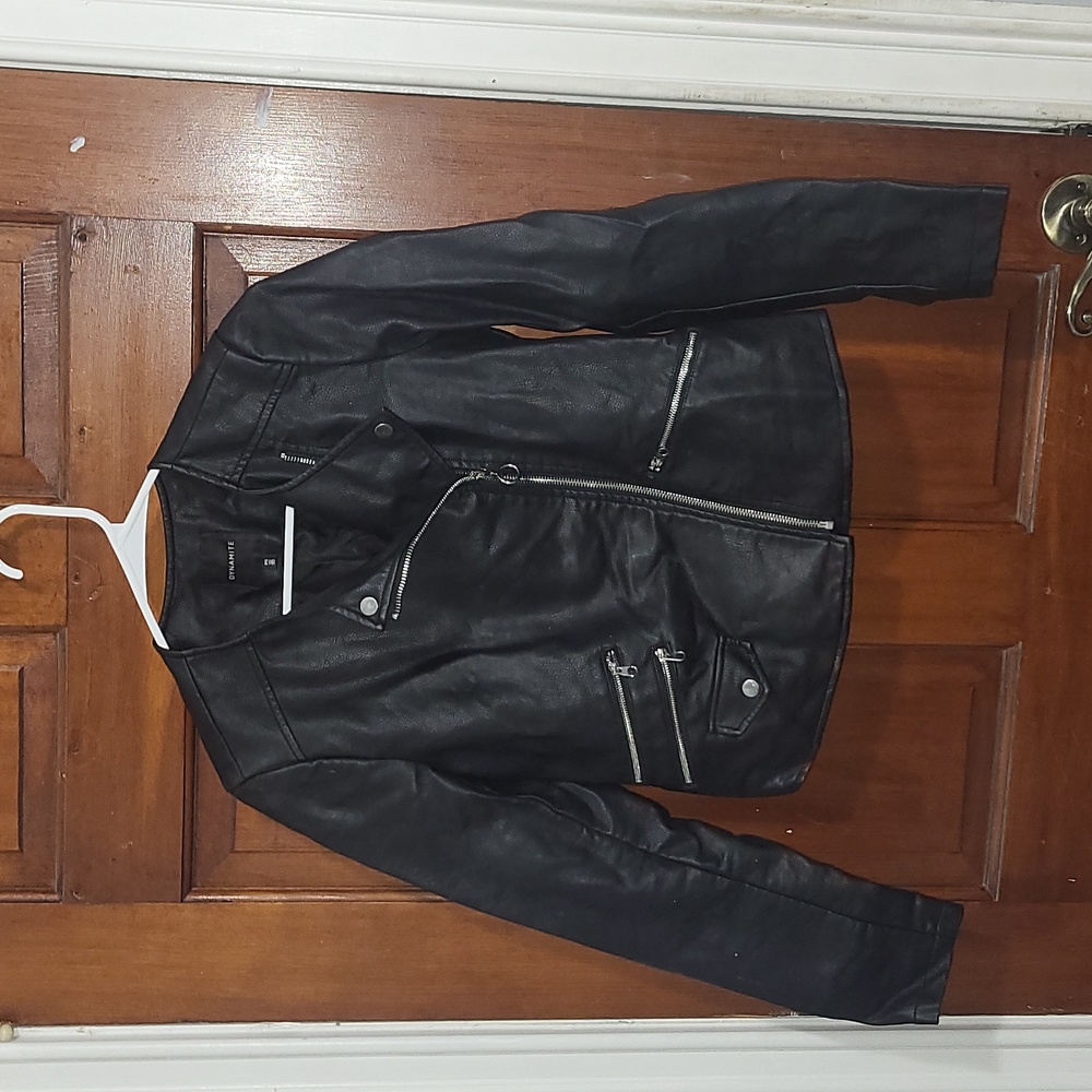 Dynamite Faux Leather Jacket Petite Small EUC